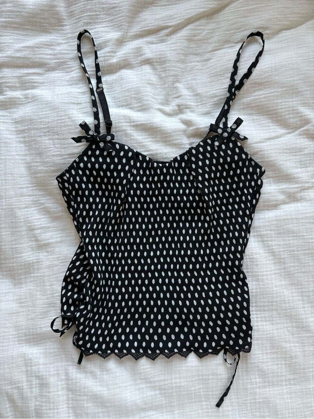 Vintage Y2K Grunge Black and White Polka Dot Corset